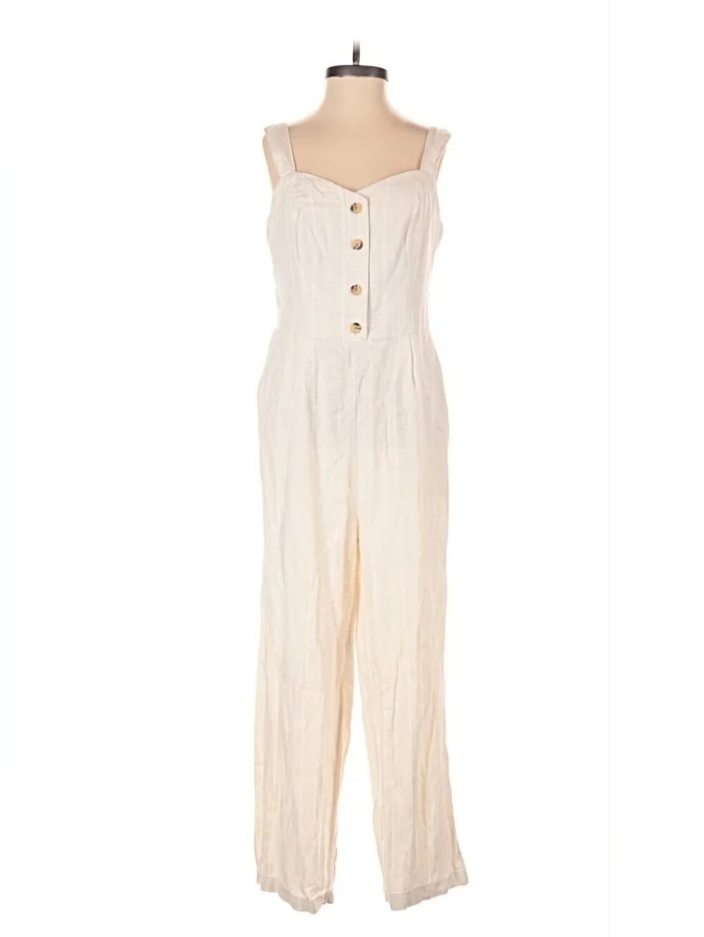 The Good Jane Sleeveless Linen Button-Front Jumpsuit